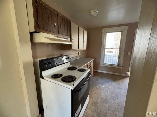 kitchen with white electric range oven