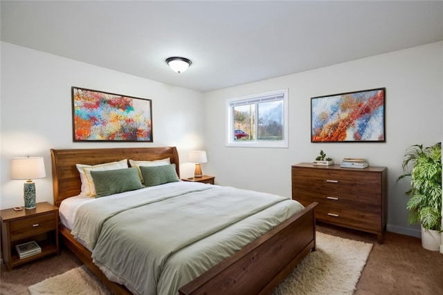 bedroom with light carpet