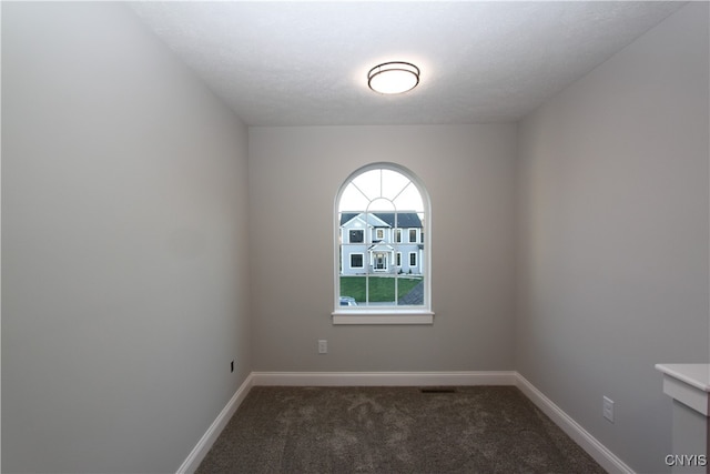 carpeted spare room featuring a textured ceiling