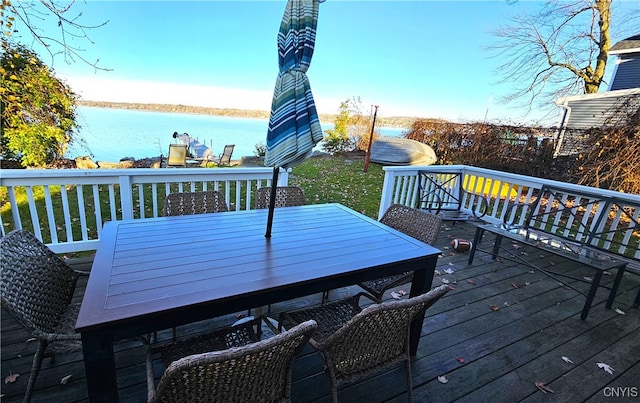 deck with a water view