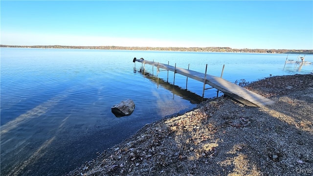 dock area featuring a water view