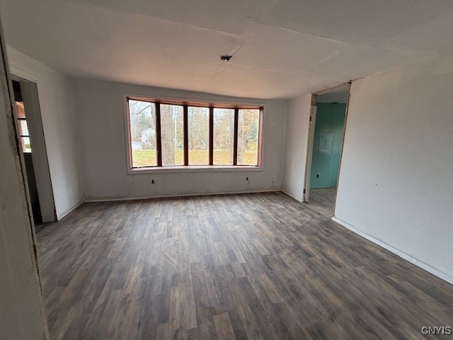 spare room featuring dark wood-type flooring