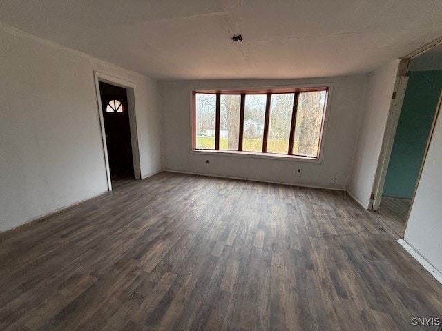 empty room with dark hardwood / wood-style floors