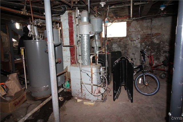 utility room with water heater