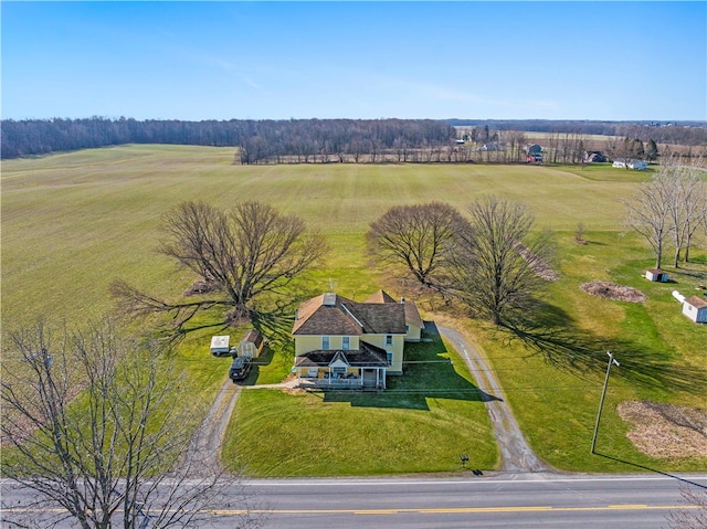 aerial view featuring a rural view