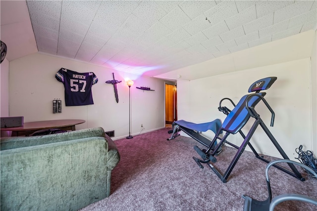 exercise room with carpet floors