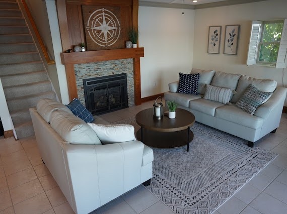 view of tiled living room