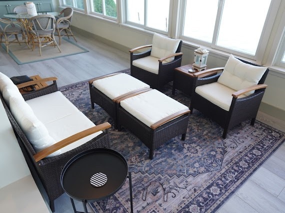 living room with hardwood / wood-style flooring