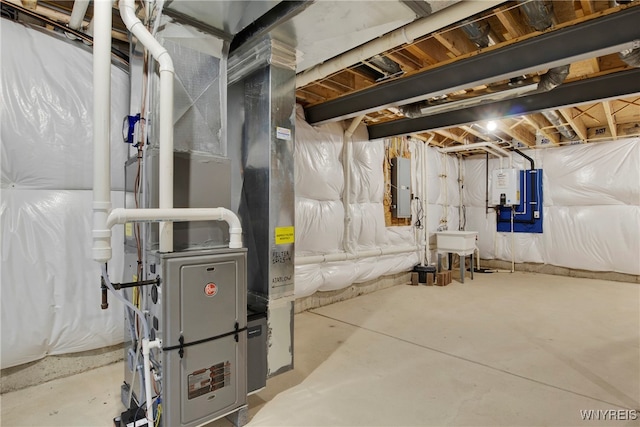 basement with electric panel