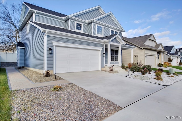 view of front of home with a garage