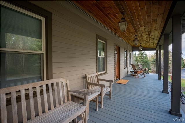 wooden deck with covered porch