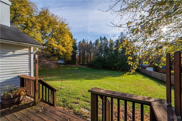 view of yard with a wooden deck