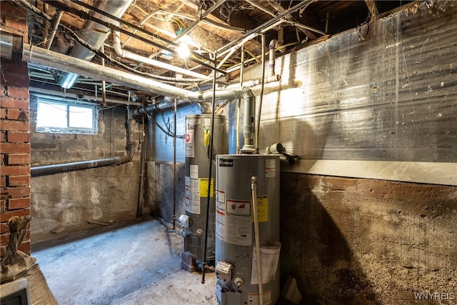 utility room with gas water heater