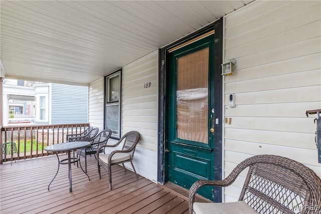 deck featuring a porch