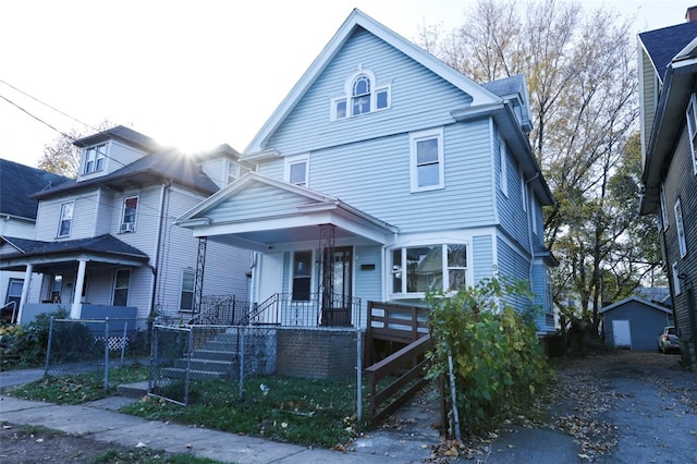 view of front facade featuring covered porch