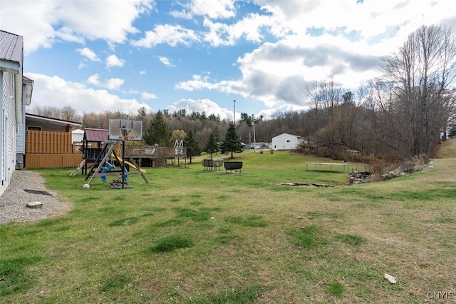 view of yard with a playground