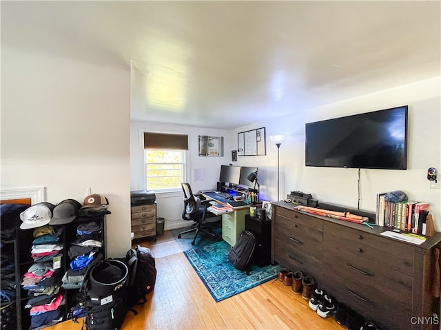 home office featuring light hardwood / wood-style flooring