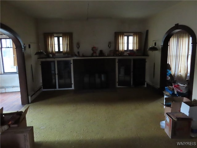 view of carpeted foyer entrance