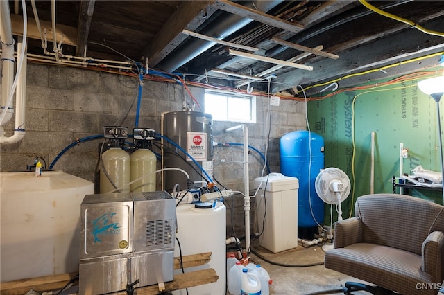 utility room with water heater