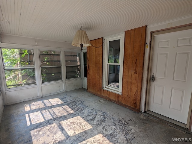 view of unfurnished sunroom