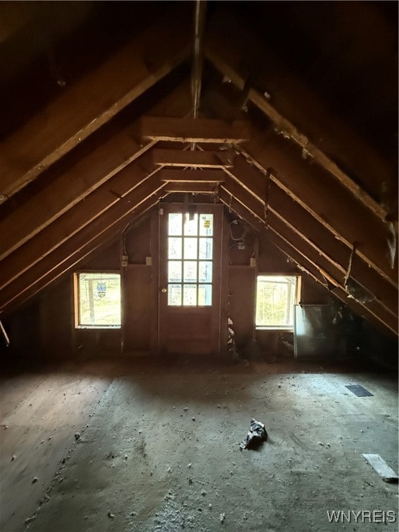 view of unfinished attic