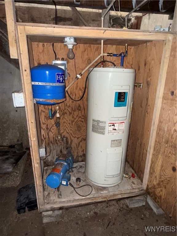 utility room featuring electric water heater