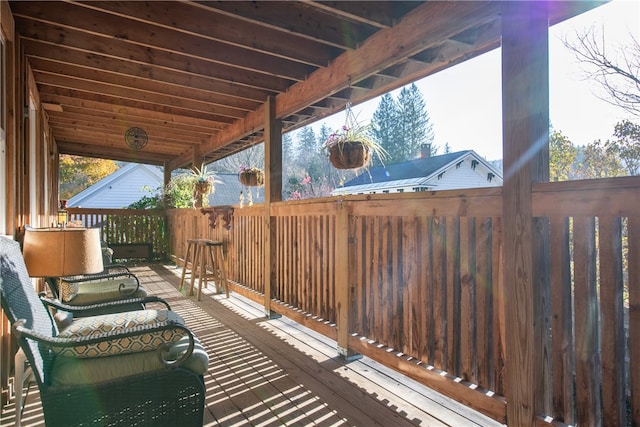 view of patio featuring a deck