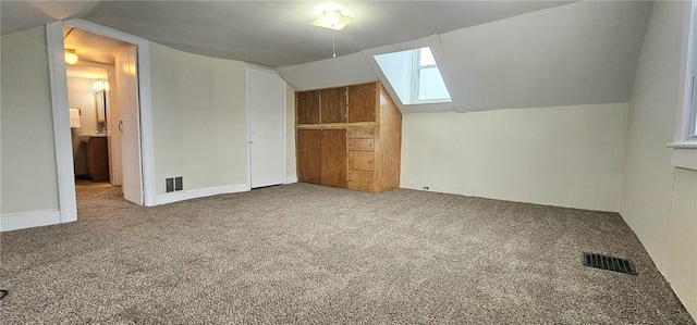 additional living space with carpet and lofted ceiling