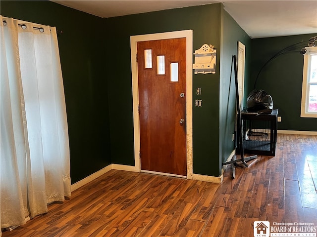 foyer with dark hardwood / wood-style flooring