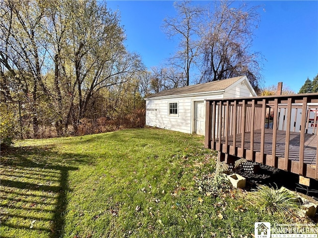 view of yard with a wooden deck