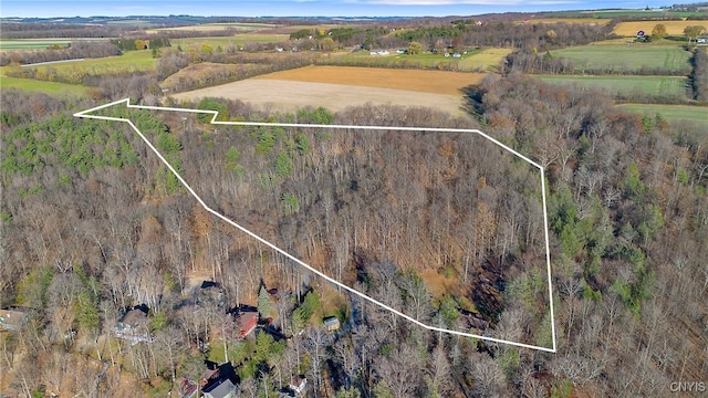 aerial view featuring a rural view