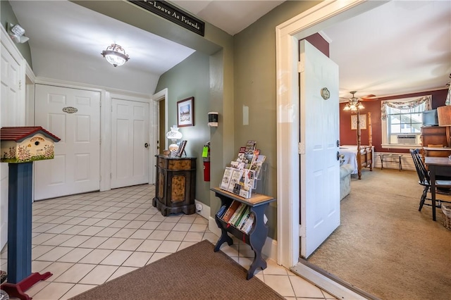 948 George St, Wheatland, NY 14511 - foyer entrance with light tile patterned flooring, ceiling fan, and light carpet