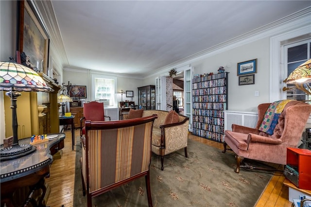 948 George St, Wheatland, NY 14511 - living room with crown molding and wood-type flooring