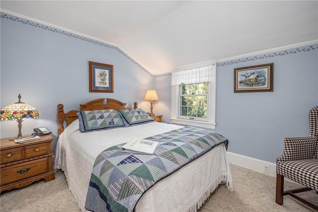 948 George St, Wheatland, NY 14511 - bedroom with vaulted ceiling, light carpet, and baseboards