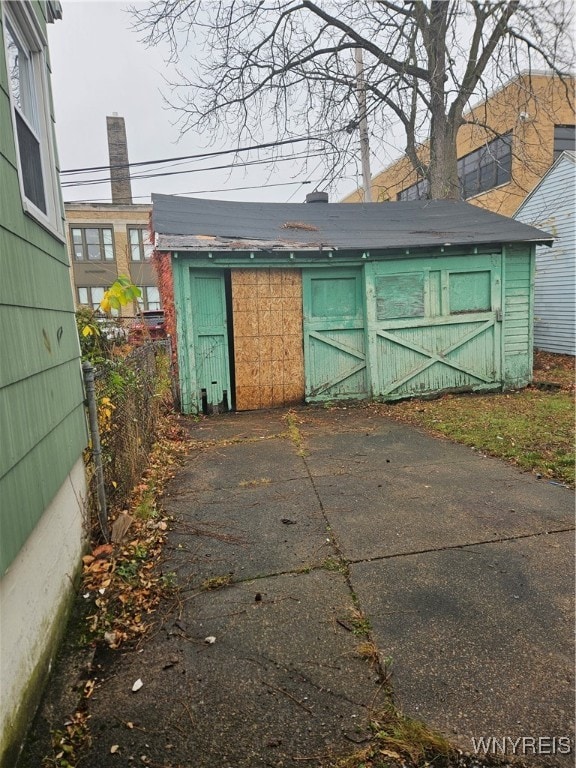 exterior space with a storage unit