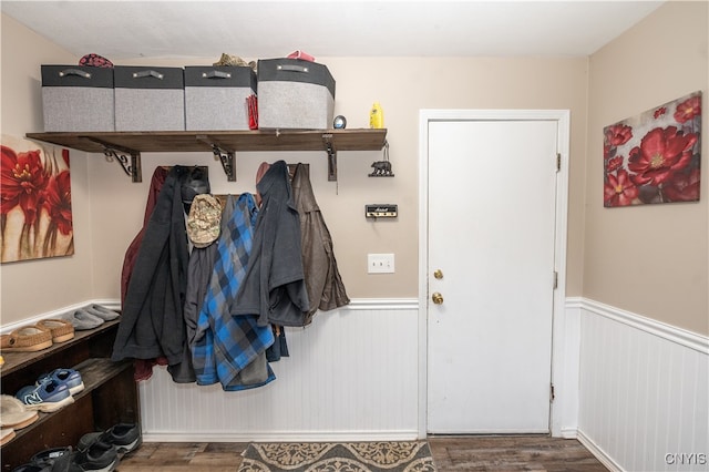 mudroom featuring hardwood / wood-style floors