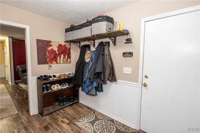 mudroom featuring hardwood / wood-style floors