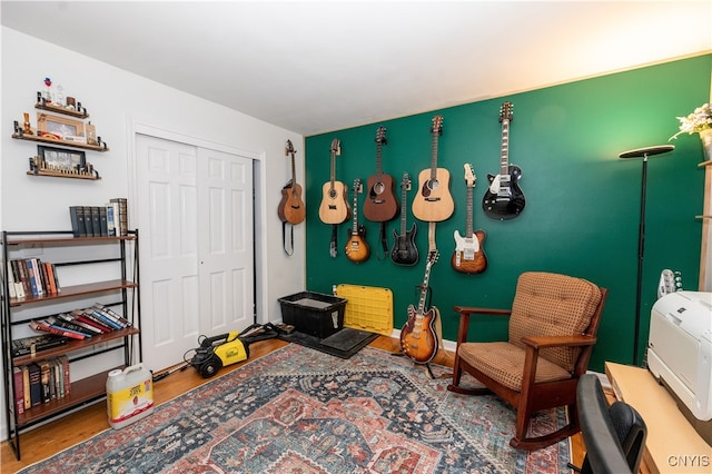 sitting room featuring wood-type flooring