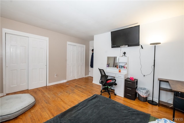 office space featuring hardwood / wood-style floors