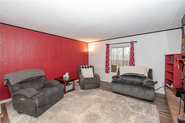 living room with wood-type flooring