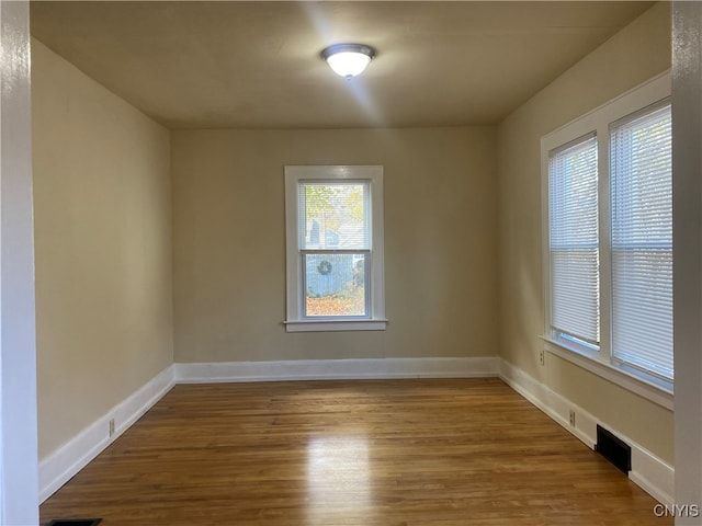 spare room with wood-type flooring