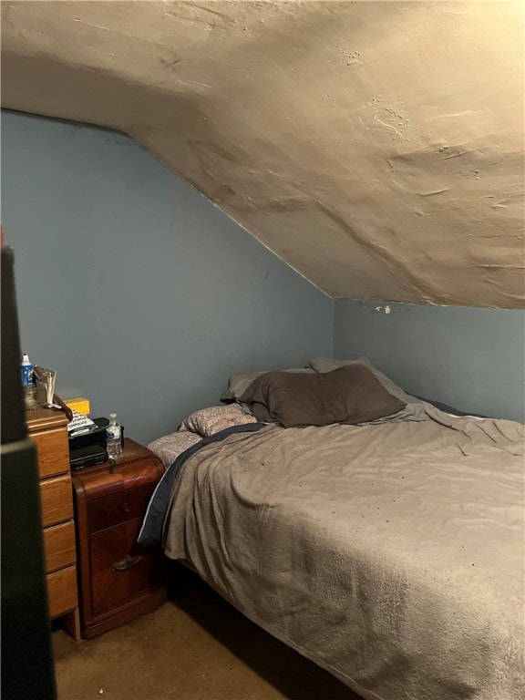 bedroom featuring vaulted ceiling