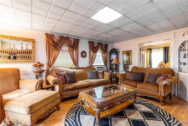 living room featuring hardwood / wood-style floors and a healthy amount of sunlight