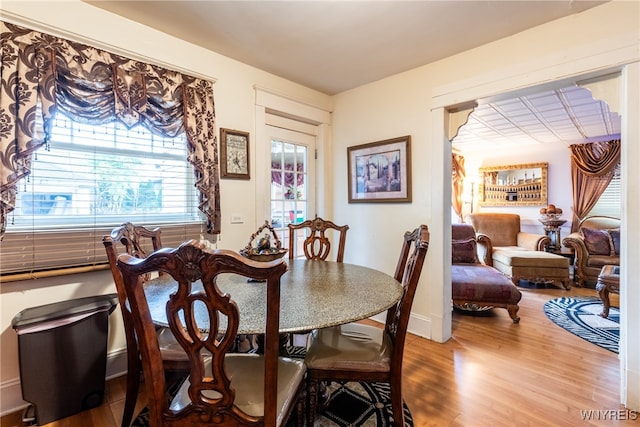 dining area featuring light hardwood / wood-style flooring