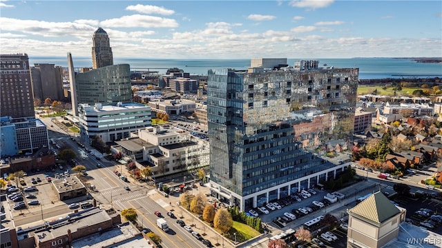 property's view of city featuring a water view