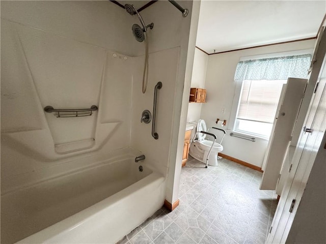 bathroom with washtub / shower combination