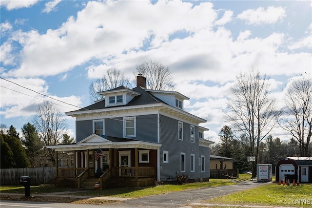 view of front facade featuring covered porch