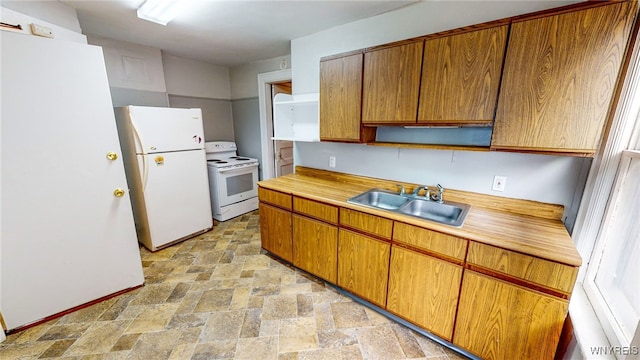 kitchen with sink and white appliances