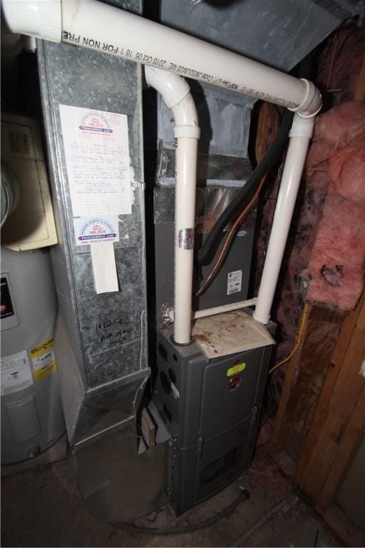 utilities featuring heating unit and water heater