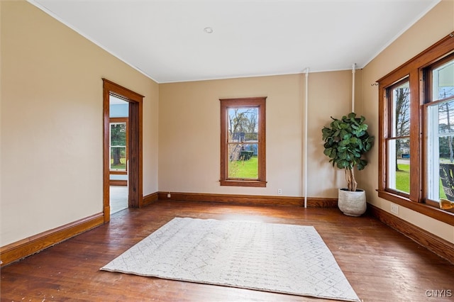 interior space with dark hardwood / wood-style flooring and plenty of natural light